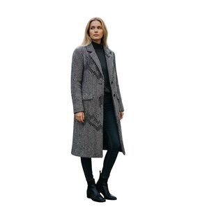 Laura Black & Grey Chevron Knit Long Cardigan with drop in pocket size medium